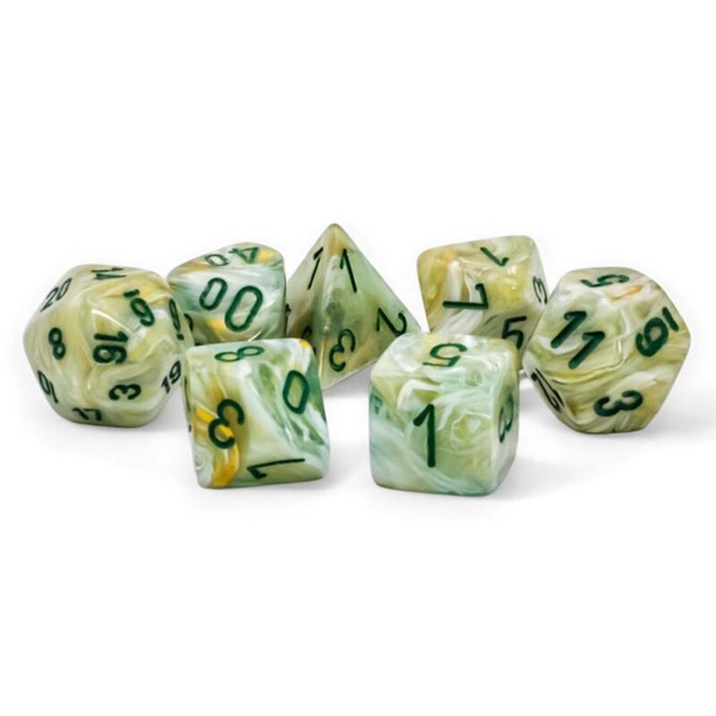 Chessex 20409 Marble Mini-hedral Green/dark green 7-Die Set (9003749376237)