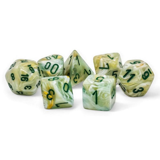 Chessex 20409 Marble Mini-hedral Green/dark green 7-Die Set (9003749376237)