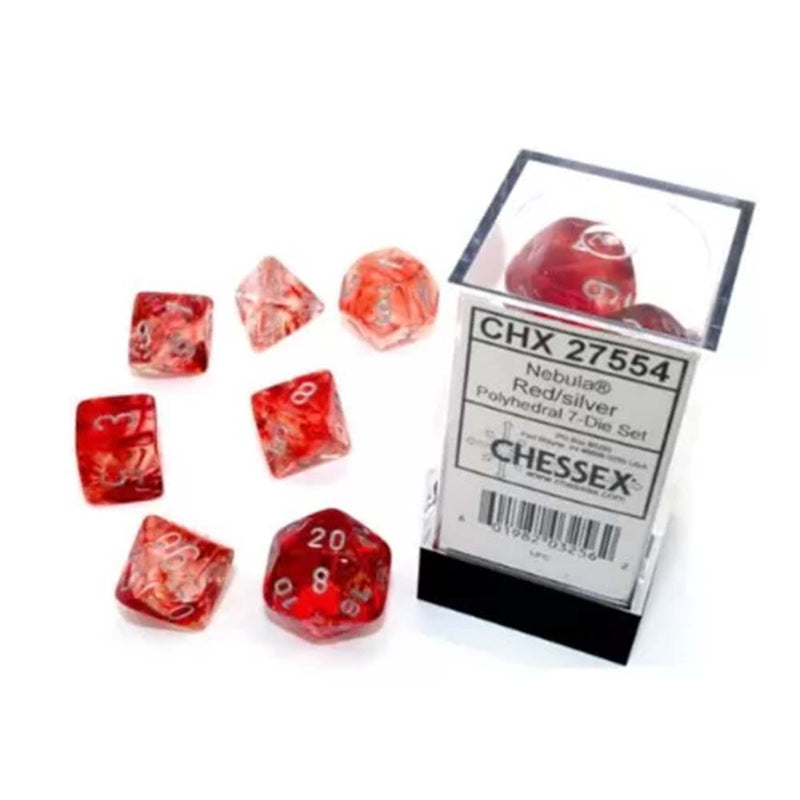Chessex 27554 Nebula red/silver Luminary dice set (9003744690413)
