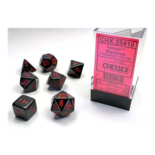 Chessex 25418 Opaque Polyhedral Black/red 7-Die Set (9003717722349)