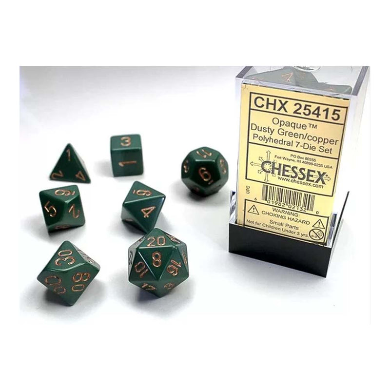 Chessex 25415 Opaque Polyhedral Dice Set Dusty Green-G (9003717591277)