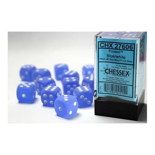 Chessex 27606 Signature 16mm d6 (12 Dice) Frosted Blue (9003735974125)