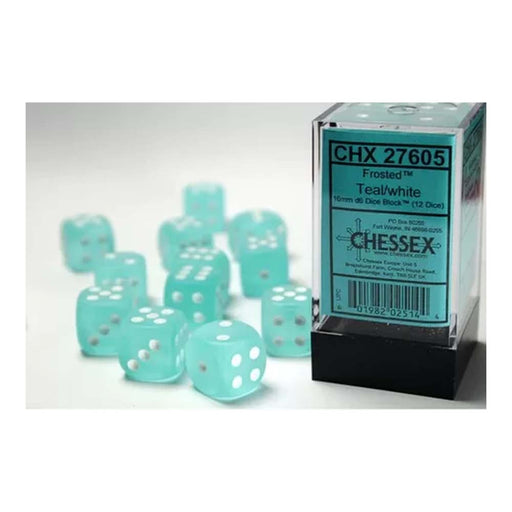 Chessex 27605 Signature 16mm d6 (12 Dice) Frosted Teal (9003735908589)