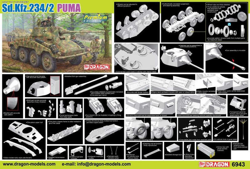 Dragon Model 6943 1/35 Sd.Kfz.234/2 PUMA (PREMIUM EDITION) (8948586938605)