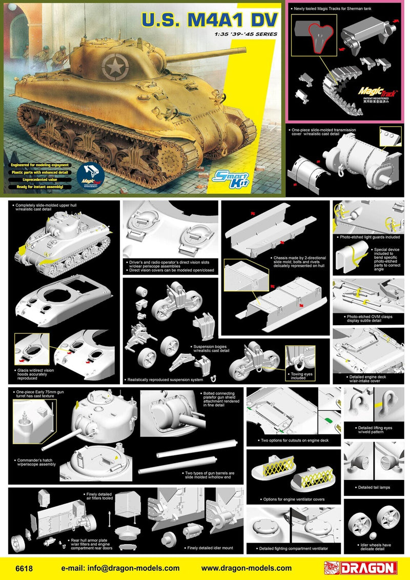 Dragon Model 6618 1/35 U.S. M4A1 DV (w/ Magic Tracks) - Hobby City NZ (8964869816557)