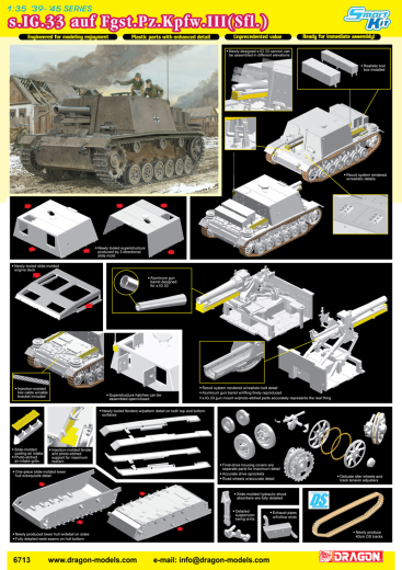 Dragon Model 6713 1/35 s.I.G.33 auf Fgst.Pz.Kpfw.III(Sfl.) - Hobby City NZ (8964870766829)