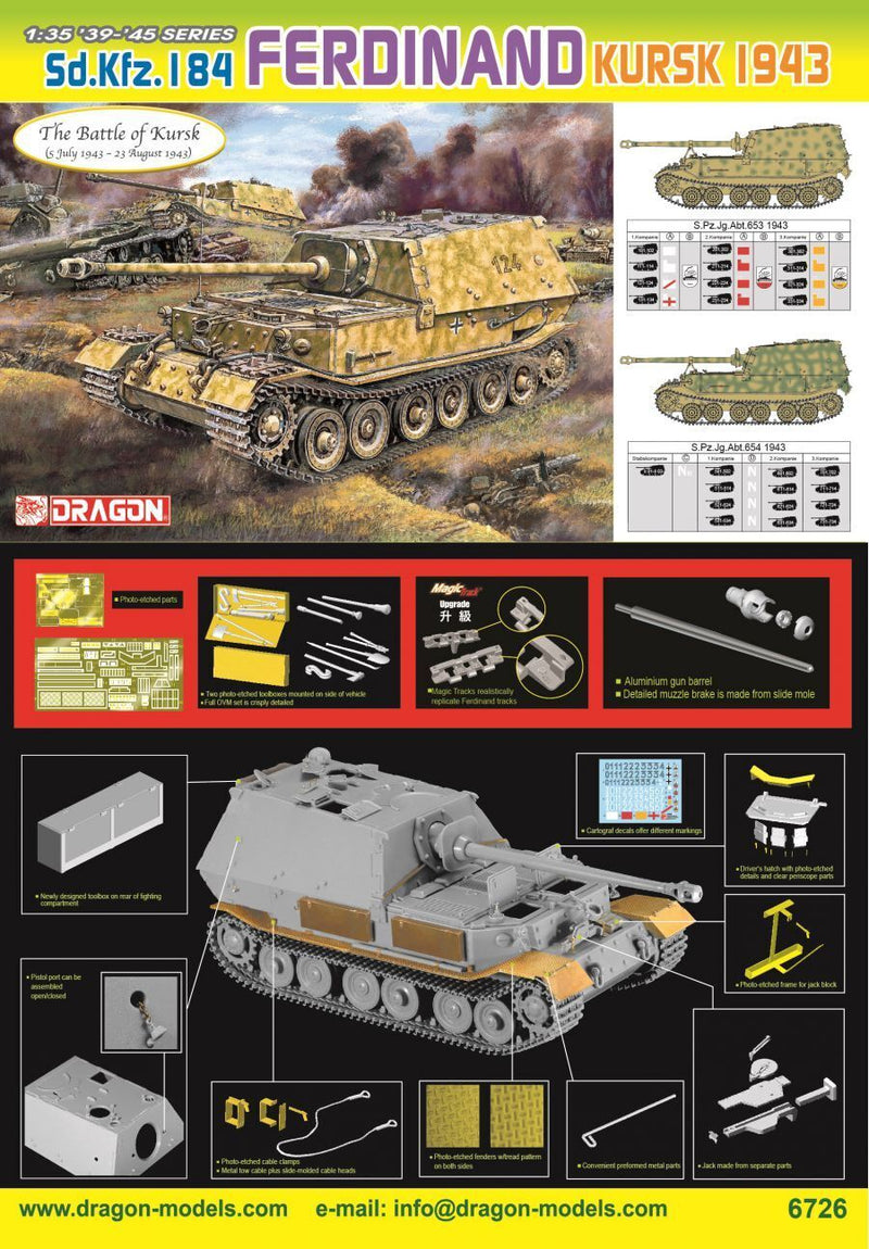 Dragon Model 6726 1/35 Sd.Kfz.184 Ferdinand Kursk 1943 - Hobby City NZ (8964870930669)