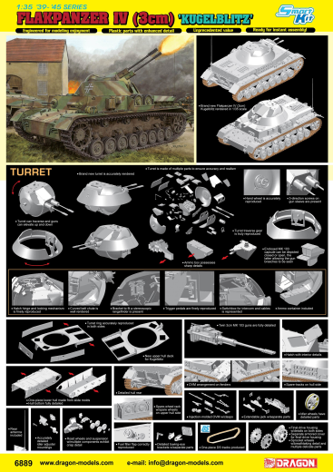 Dragon Model 6889 1/35 Flakpanzer IV (3cm) 'KÃ¼gelblitz' (Smart Kit) - Hobby City NZ (8964873388269)