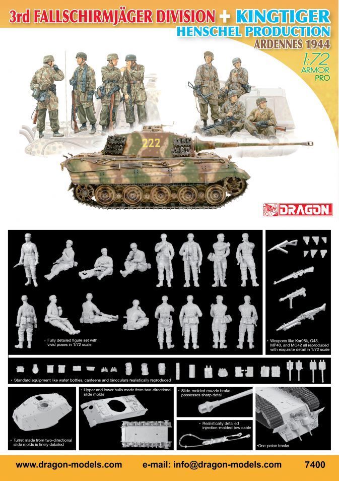 Dragon Model 7400 1/72 3rd FJ Division + Kingtiger Henschel - Hobby City NZ (8964876828909)