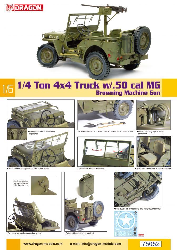 Dragon Model 75052 1/6 US 1/4-Ton 4X4 Truck w/ M2 .50-Cal MG - Hobby City NZ (8964877615341)