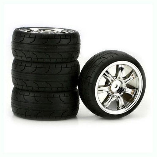 Duratrax DTXC2813 7-Spoke Chrome 2mm Off-Set ST Radial (4) by Duratrax - Hobby City NZ