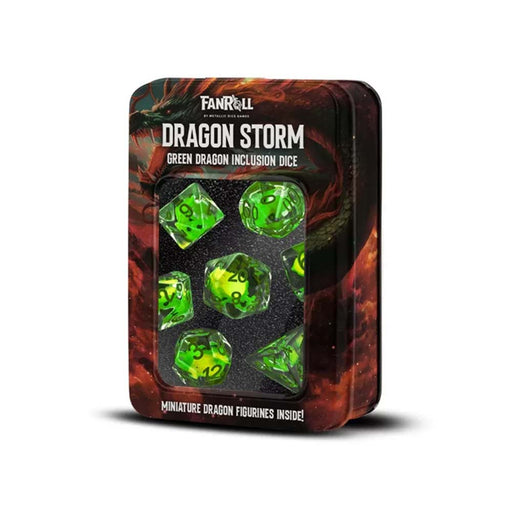 MDG MDG10935 Dragon Storm Inclusion Resin Dice Set: Green Drago (9003853873389)