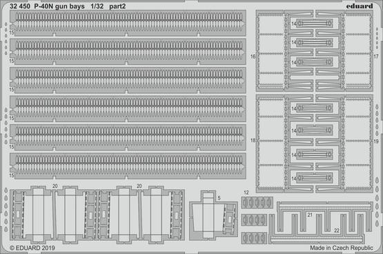 Eduard 32450 1/32 P-40N gun bays Photo etched parts - Hobby City NZ (8966293815533)