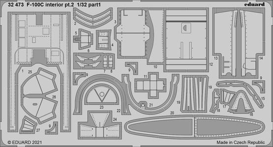 Eduard 32473 1/32 F-100C interior pt.2 Photo etched set - Hobby City NZ (8966294044909)