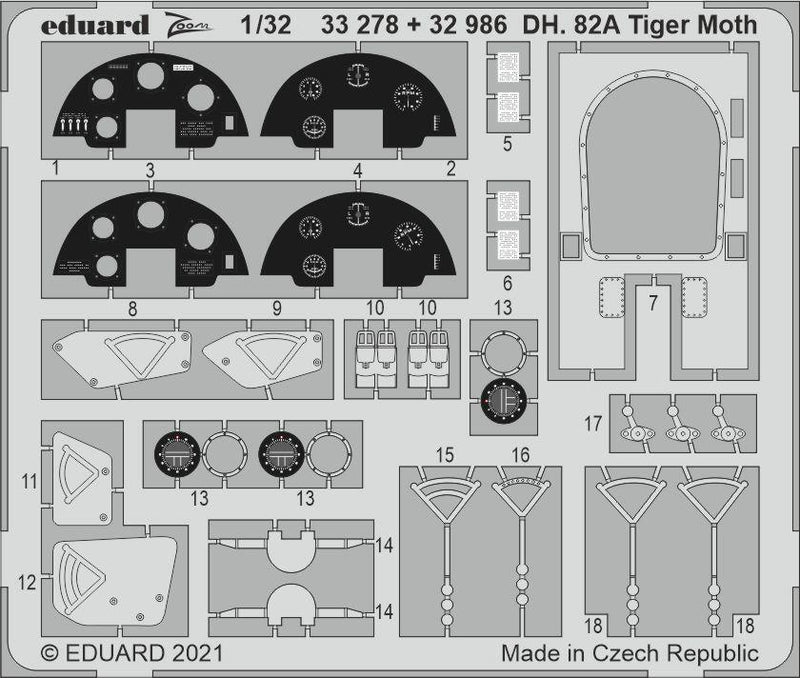Eduard 33278 1/32 DH. 82A Tiger Moth Photo etched parts - Hobby City NZ (8966294339821)
