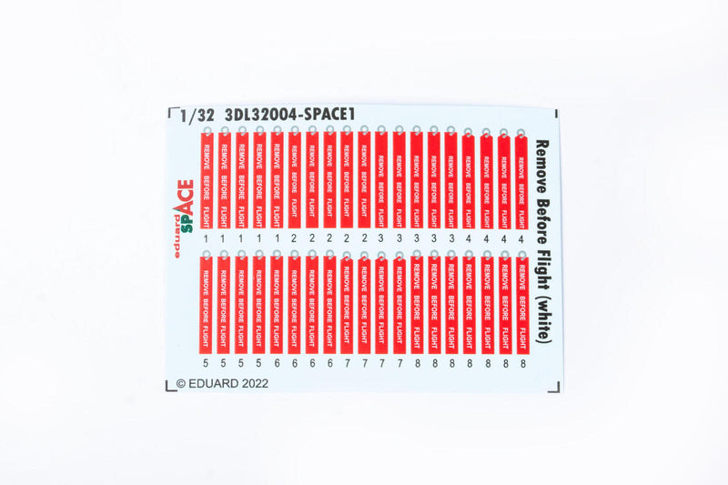 Eduard 3DL32004 1/32 Remove Before Flight (white) Space Decals - Hobby City NZ (8966296305901)