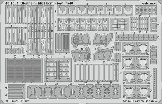 Eduard 481051 1/48 Blenheim Mk.I bomb bay Photo etched parts - Hobby City NZ (8966297649389)