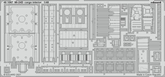 Eduard 481067 1/48 Mi-24D cargo interior Photo etched parts - Hobby City NZ (8966297977069)