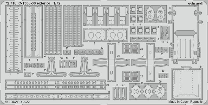 Eduard 72718 1/72 C-130J-30 exterior Photo etched set for Zvezda - Hobby City NZ (8966304792813)