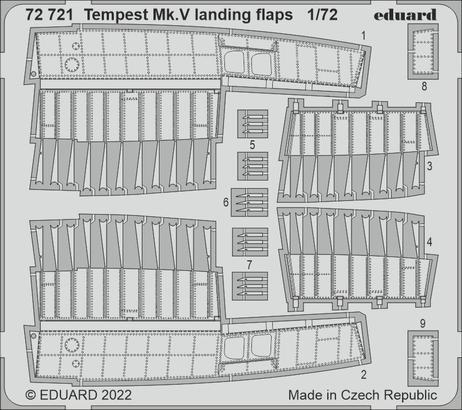 Eduard 72721 1/72 Tempest Mk. V landing flaps Photo etched parts - Hobby City NZ (8966304825581)