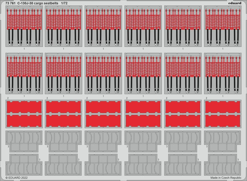 Eduard 73761 1/72 C-130J-30 cargo seatbelts Photo etched set for Zvezda - Hobby City NZ (8966306201837)