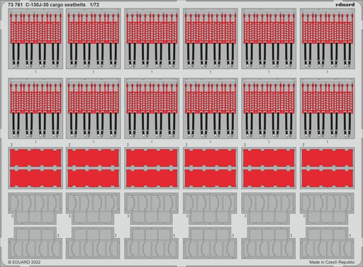 Eduard 73761 1/72 C-130J-30 cargo seatbelts Photo etched set for Zvezda - Hobby City NZ (8966306201837)