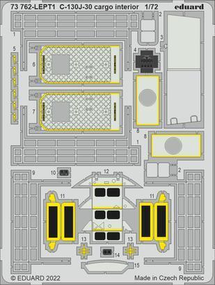 Eduard 73762 1/72 C-130J-30 cargo interior Photo etched set for Zvezda - Hobby City NZ (8966306234605)