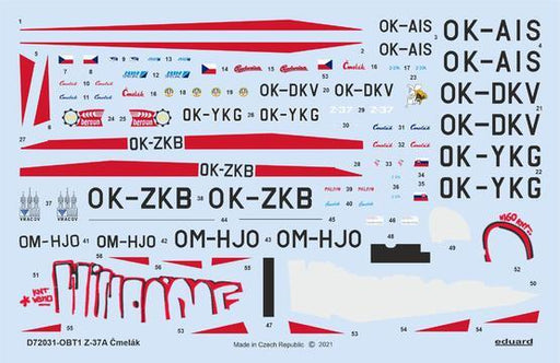 Eduard D72031 1/72 Z-37A Cmelak Decals - Hobby City NZ (8966308561133)