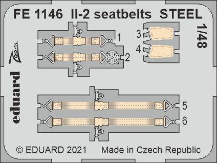 Eduard FE1146 1/48 IL-2 seatbelts STEEL Photo etched parts - Hobby City NZ (8966310691053)
