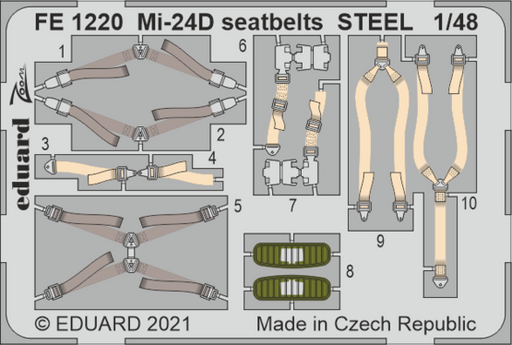 Eduard FE1220 1/48 Mi-24D seatbelts STEEL Photo etched parts - Hobby City NZ (8966310920429)