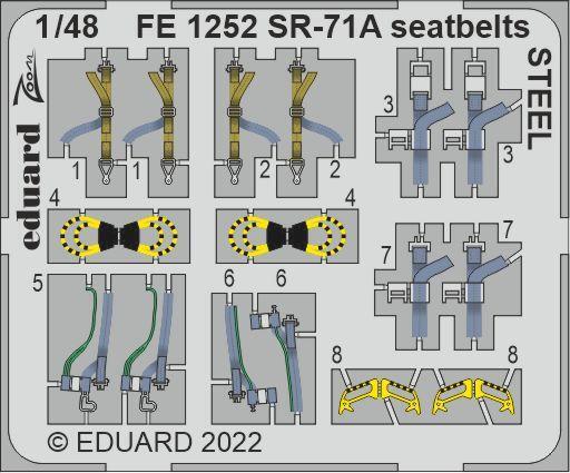Eduard FE1252 1/48 SR-71A (Revell) Seatbelts Steel Colour Photo Etch Set - Hobby City NZ (8966311182573)