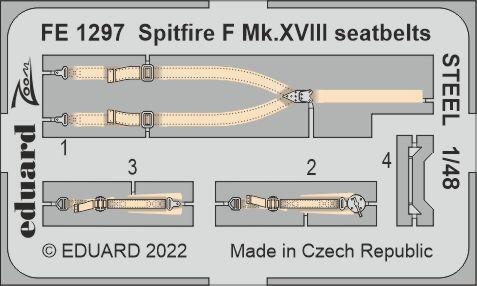 Eduard FE1297 1/48 Spitfire F Mk.XVIII seatbelts Steel Photo etched parts - Hobby City NZ (8966311411949)