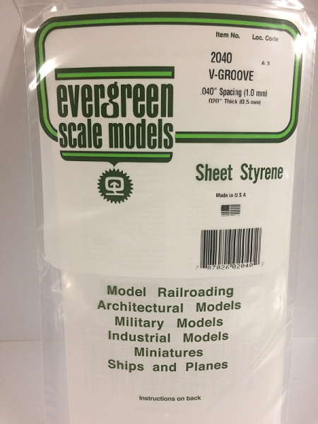 Evergreen 2040 White Styrene V-Groove Siding - 0.02 x 6 x 12" (0.5 x 152 x 305mm) (7647764414701)