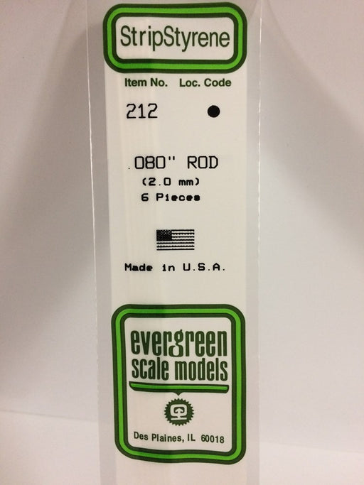 Evergreen 212 Styrene Round Rod (0.080 X 14") - 6 pieces (8225536639213)