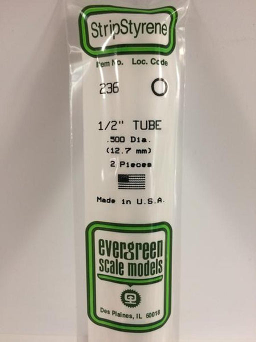 Evergreen 236 Styrene Round Tubing (1/2 X 14") - 2 pieces (10908963719)