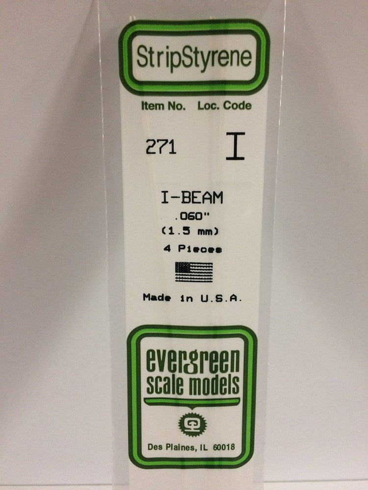 Evergreen 271 Styrene I-Beam (0.060 X 14") - 4 pieces