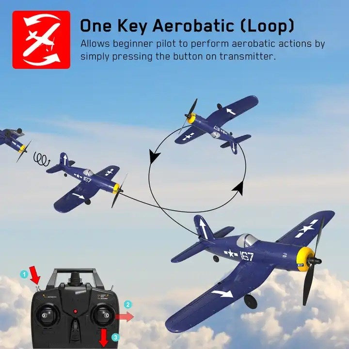 RC Plane - Ready To Fly - USA Marine F4U Corsair 400mm With 4Ch Remote and Gyro - Hobby City NZ (9104516088045)