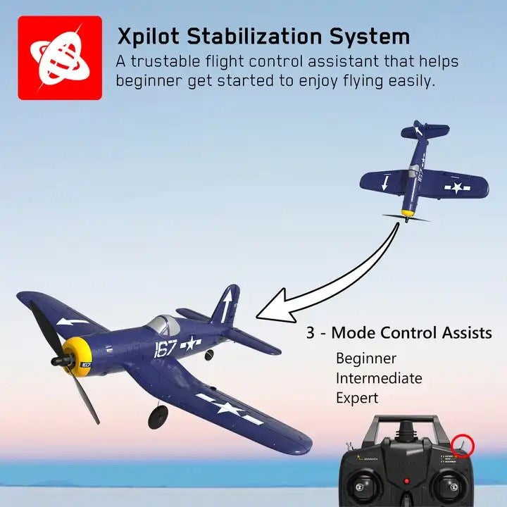 RC Plane - Ready To Fly - USA Marine F4U Corsair 400mm With 4Ch Remote and Gyro - Hobby City NZ (9104516088045)