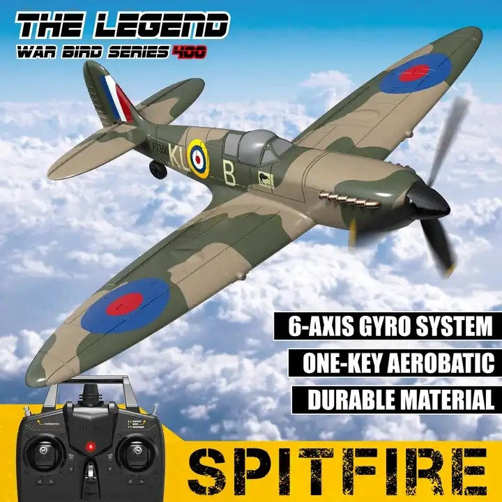 RC Plane - Ready To Fly - WWII Spitfire 400mm With 4Ch Remote and Gyro (8338260721901)