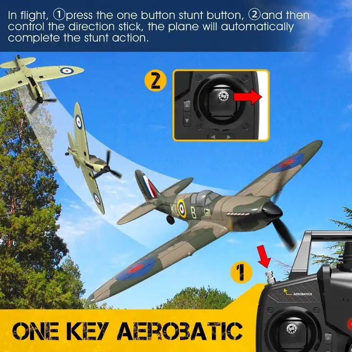 RC Plane - Ready To Fly - WWII Spitfire 400mm With 4Ch Remote and Gyro