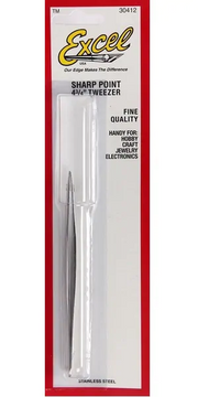 Excel Tools 30412 Sharp Pointed Tweezers 3-3/4" (12.06 cm) - Hobby City NZ