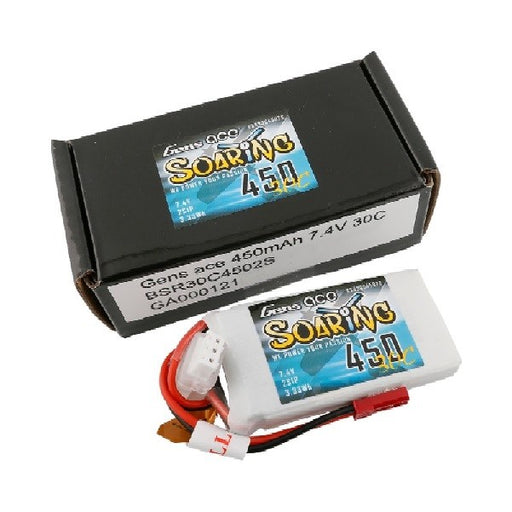 Gens Ace GA0450-2S30-S 450mAh 2S 7.4v 30C 56x31x9mm 33g JST Plug XH Balance Soaring Series - Hobby City NZ