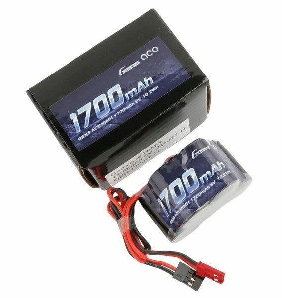 Gens Ace GA1700-6H-RX 1700mAh 6.0V 5-Cell (2/3A) NiMH Hump RX Battery w/Dual JR-JST Plug