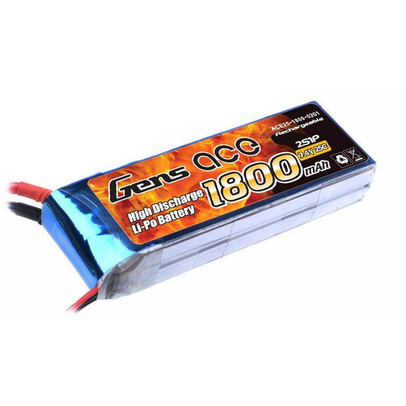 Gens Ace GA1800-2S45-EC3 Gens-Ace 1800mAh 2S 7.4v 45C 90x30x17mm 103g With EC3 Plug - Hobby City NZ