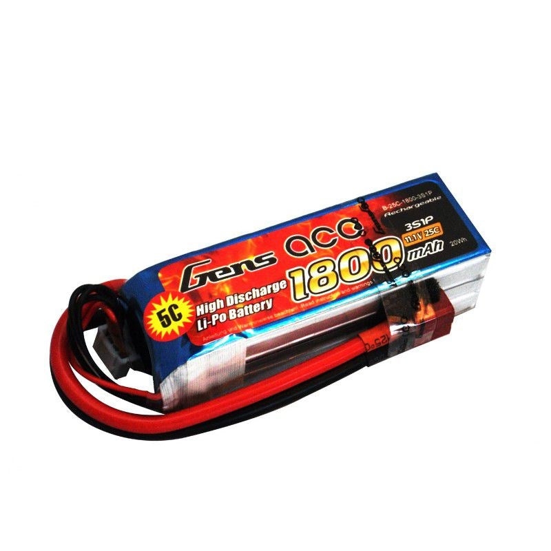 Gens Ace GA1800-3S45-EC3 1800mAh 11.1V 3S1P 45C 92x31x25mm 150g With EC3 Plug - Hobby City NZ