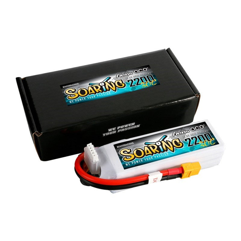 Gens Ace GA2200-4S30-S-EC3 Gens-Ace Soaring 2200mAh 14.8V 4S1P 30C 107x34x27mm 214g With EC3 Plug - Hobby City NZ