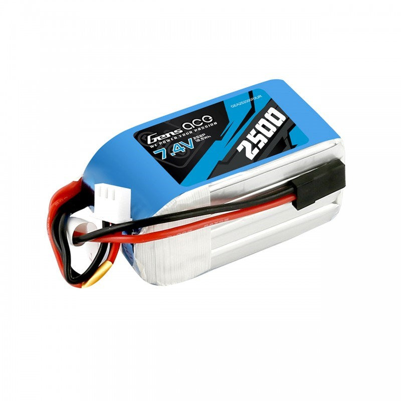 Gens Ace GA2500-2S-RX-H Gens Ace 2500mAh 2S 7.4v Hump RX Pack 57x30x30mm 130g JR Plug and XH Balance. Suit 1/8th Buggy RX Box