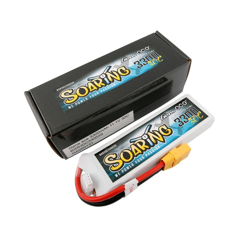 Gens Ace GA3300-3S30-S-XT90 Gens Ace 3300mAh 3S 11.1v 30C 131x43x20mm 252g XT90 Plug XH Balance Soaring Series