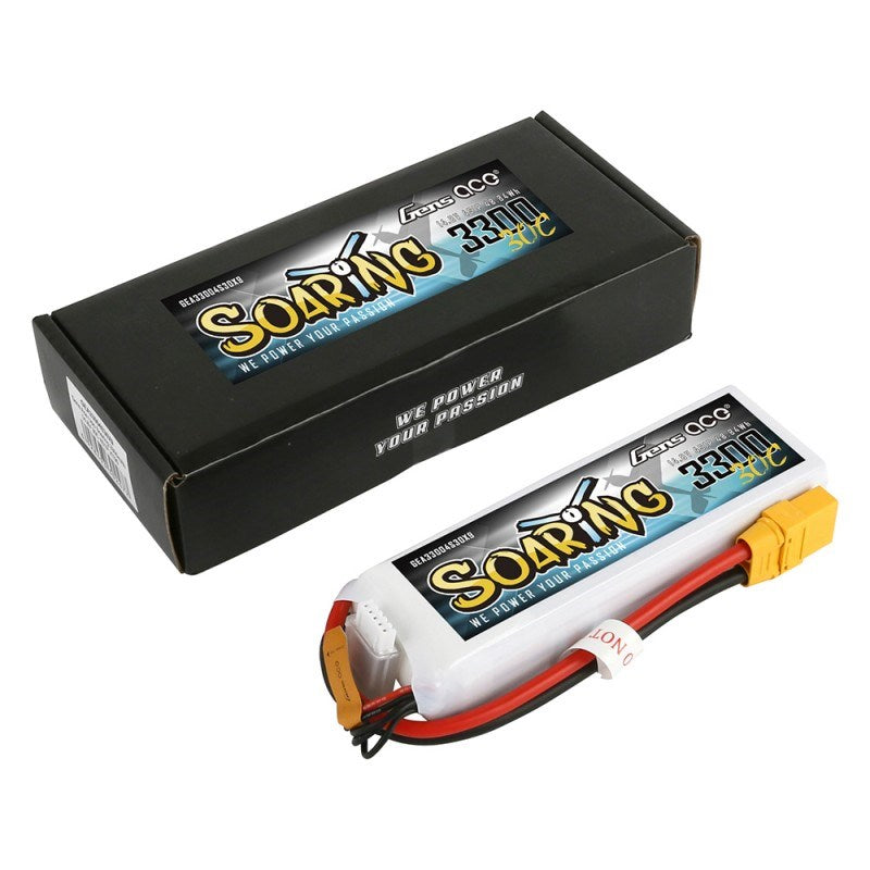 Gens Ace GA3300-4S30-S-EC5 Gens Ace 3300mAh 4S 14.8v 30C 137x43x26mm 328g EC5 Plug XH Balance Soaring Series - Hobby City NZ
