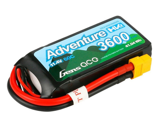 Gens Ace GA3600-3S60-HV Gens Ace Adventure HV Shorty 3600mAh 3S1P 11.4V 60C Lipo Battery with XT60 Plug 90x42x25mm 215g (8180167508205)